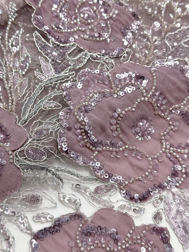 Beaded Tulle Fabric - 5 Yards - Embellished Fabric for Prom Dresses | HN784