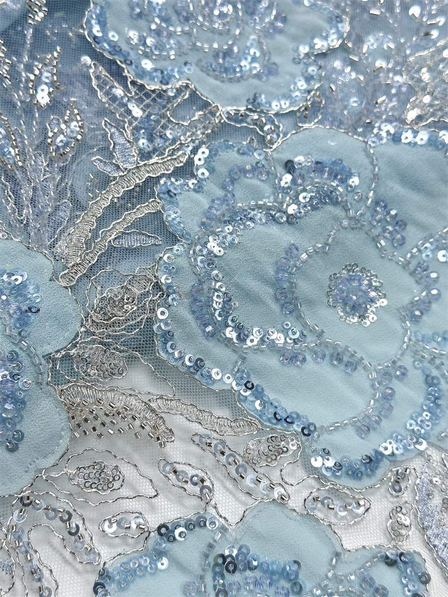 Beaded Tulle Fabric - 5 Yards - Embellished Fabric for Prom Dresses | HN784