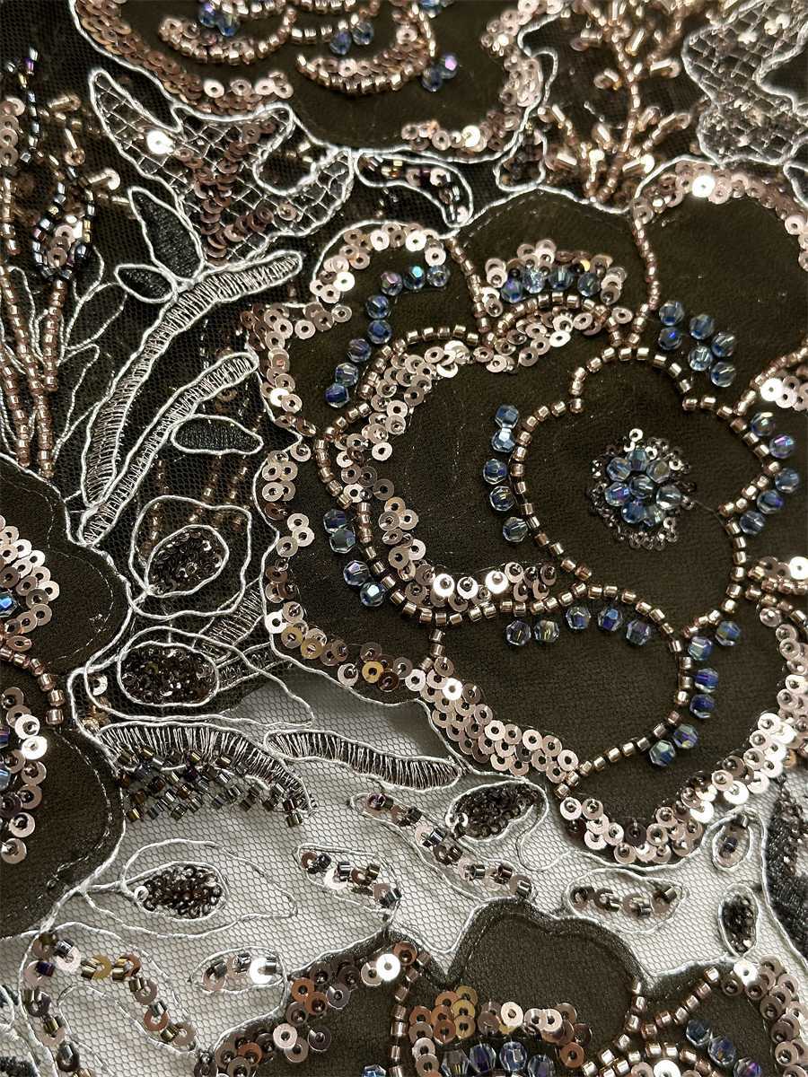 Beaded Tulle Fabric - 5 Yards - Embellished Fabric for Prom Dresses | HN784