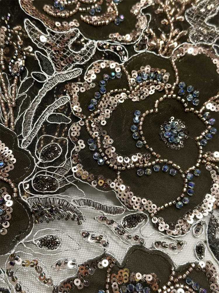 Beaded Tulle Fabric - 5 Yards - Embellished Fabric for Prom Dresses | HN784