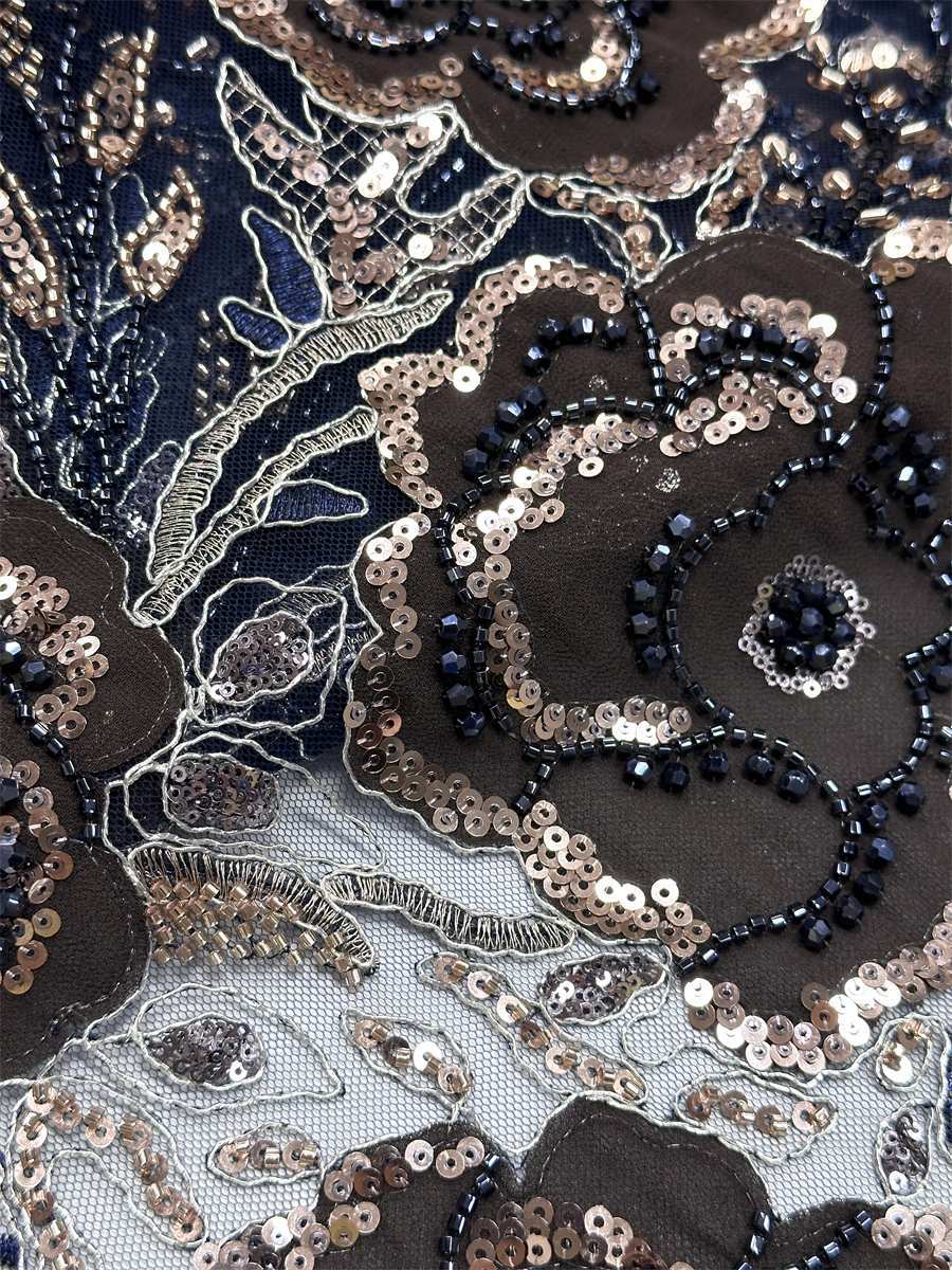 Beaded Tulle Fabric - 5 Yards - Embellished Fabric for Prom Dresses | HN784