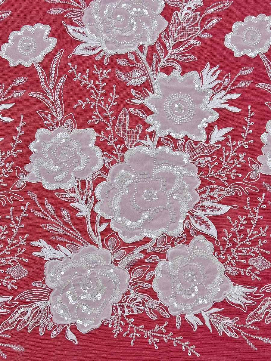 Beaded Tulle Fabric - 5 Yards - Embellished Fabric for Prom Dresses | HN784