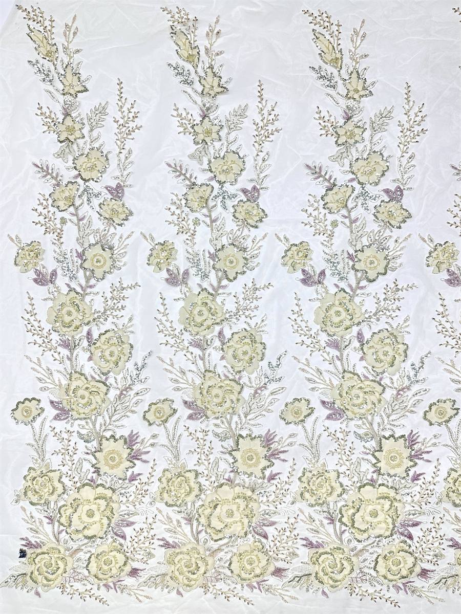 Beaded Tulle Fabric - 5 Yards - Embellished Fabric for Prom Dresses | HN784