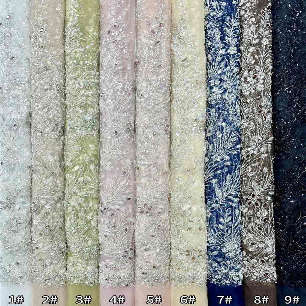 Beaded Tulle Fabric - 5 Yards - Embellished Fabric for Prom Dresses | HN775