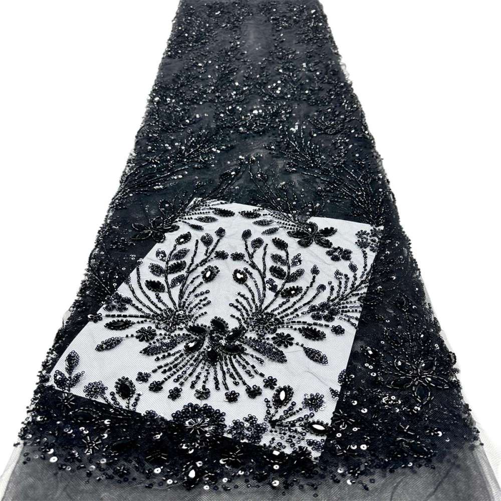 Beaded Tulle Fabric - 5 Yards - Embellished Fabric for Prom Dresses | HN775