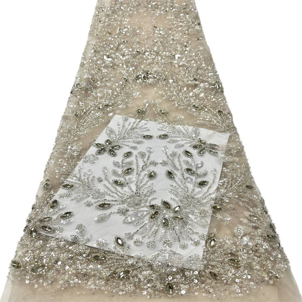 Beaded Tulle Fabric - 5 Yards - Embellished Fabric for Prom Dresses | HN775