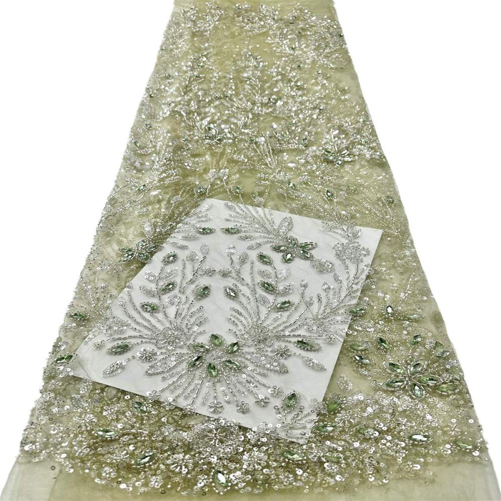Beaded Tulle Fabric - 5 Yards - Embellished Fabric for Prom Dresses | HN775