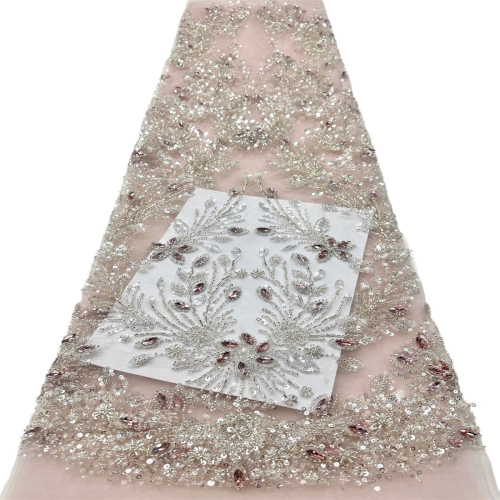Beaded Tulle Fabric - 5 Yards - Embellished Fabric for Prom Dresses | HN775