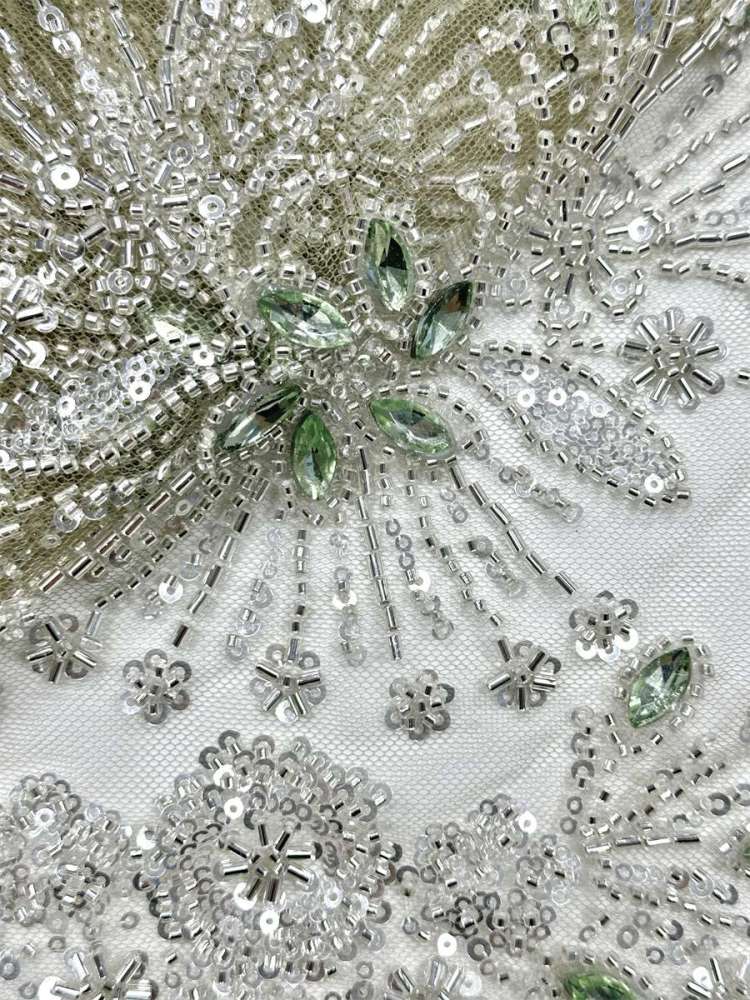 Beaded Tulle Fabric - 5 Yards - Embellished Fabric for Prom Dresses | HN775