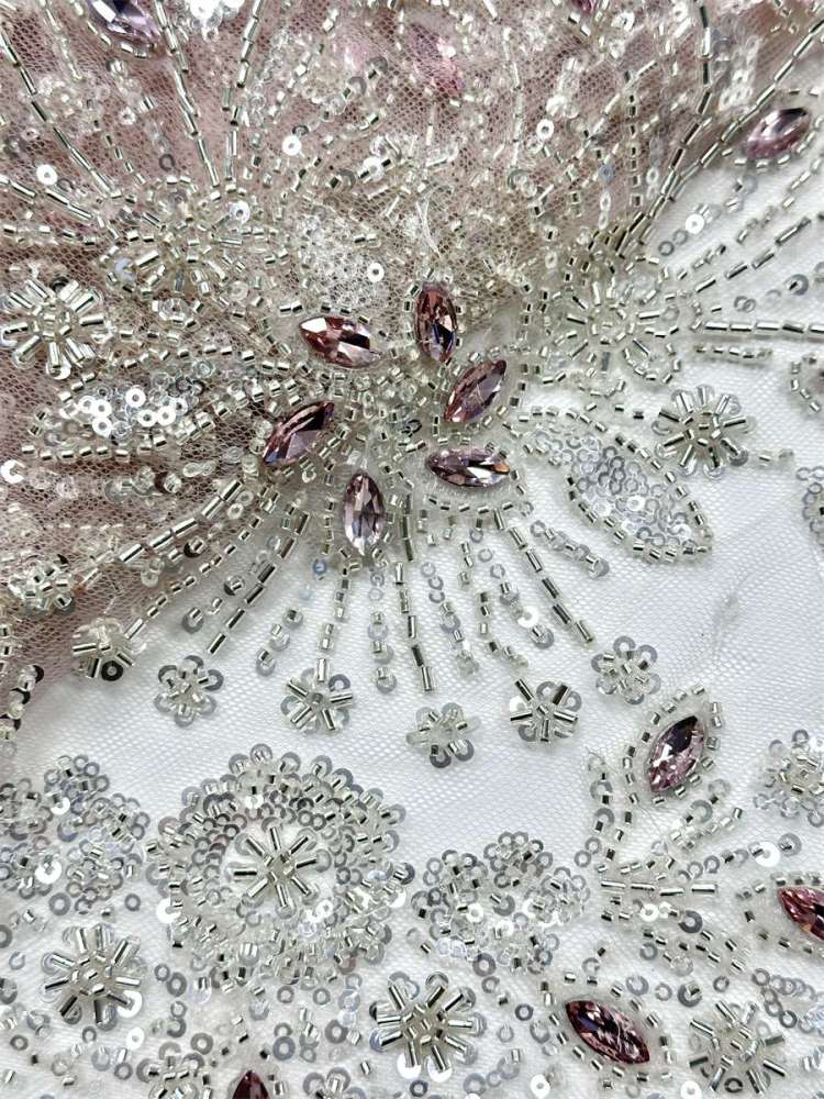 Beaded Tulle Fabric - 5 Yards - Embellished Fabric for Prom Dresses | HN775