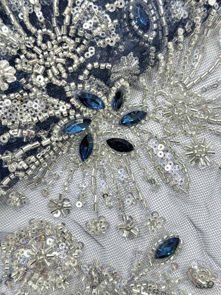 Beaded Tulle Fabric - 5 Yards - Embellished Fabric for Prom Dresses | HN775
