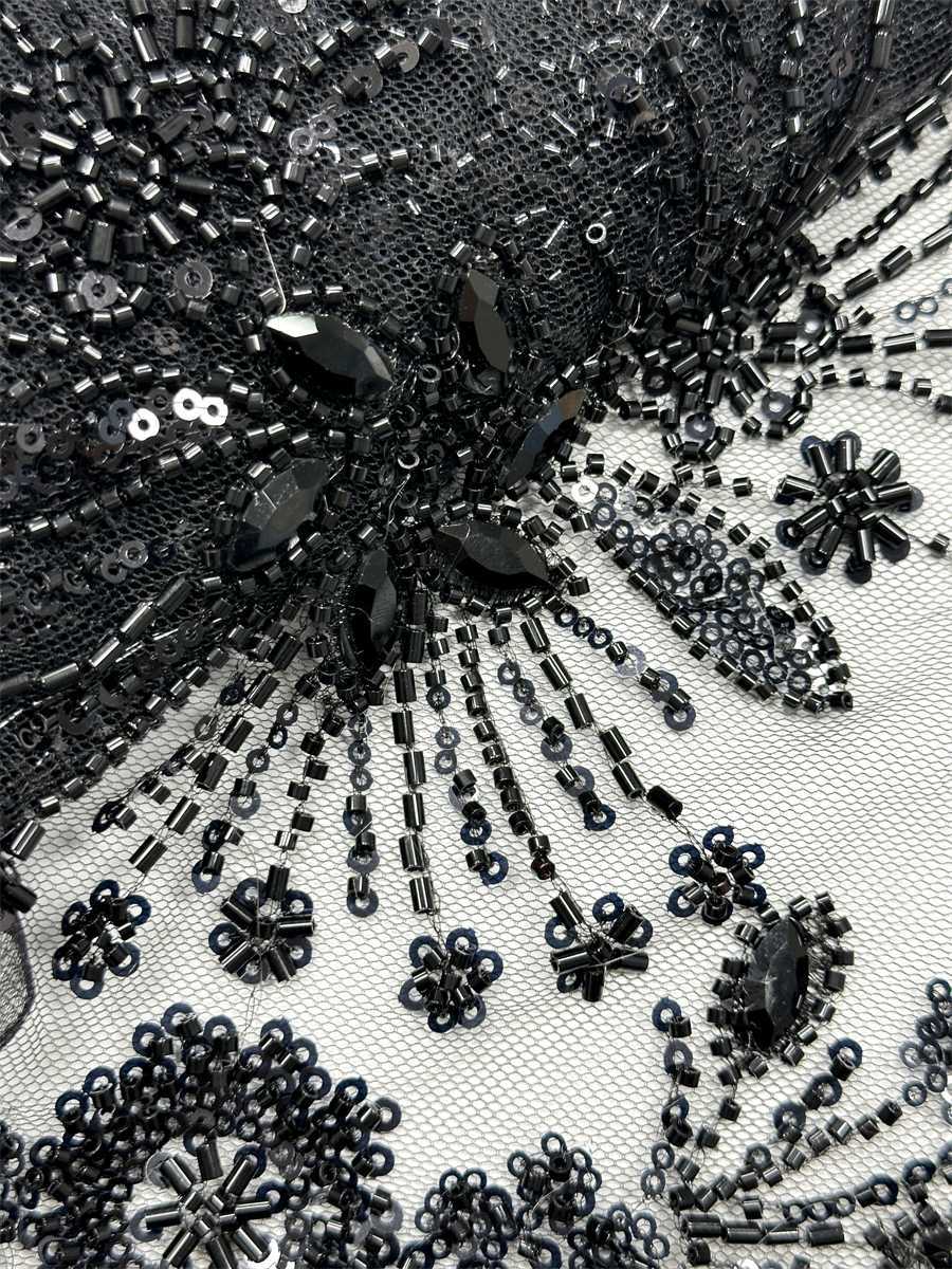 Beaded Tulle Fabric - 5 Yards - Embellished Fabric for Prom Dresses | HN775