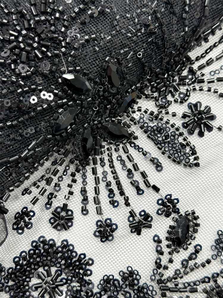 Beaded Tulle Fabric - 5 Yards - Embellished Fabric for Prom Dresses | HN775
