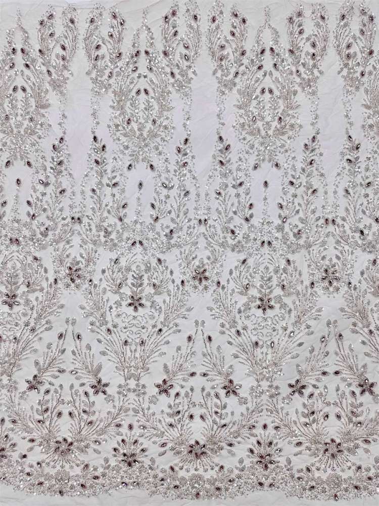 Beaded Tulle Fabric - 5 Yards - Embellished Fabric for Prom Dresses | HN775