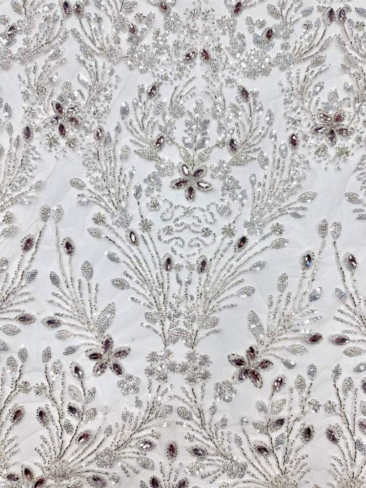 Beaded Tulle Fabric - 5 Yards - Embellished Fabric for Prom Dresses | HN775