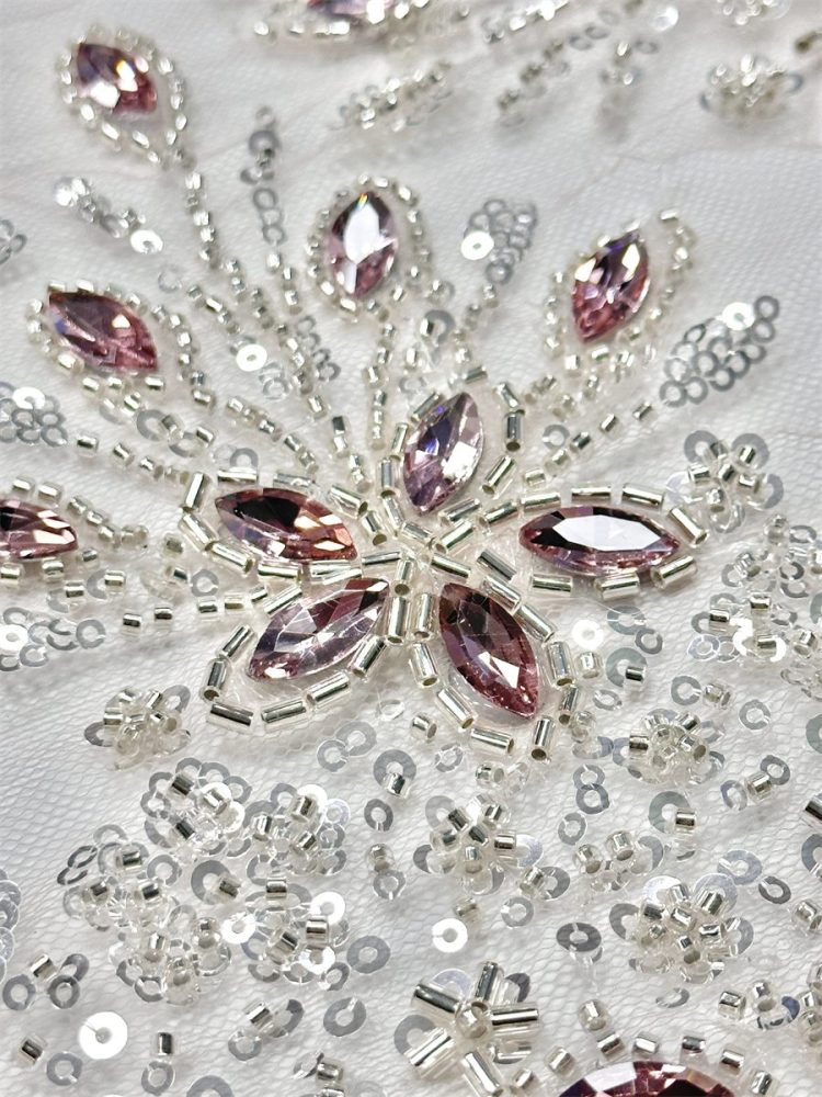 Beaded Tulle Fabric - 5 Yards - Embellished Fabric for Prom Dresses | HN775