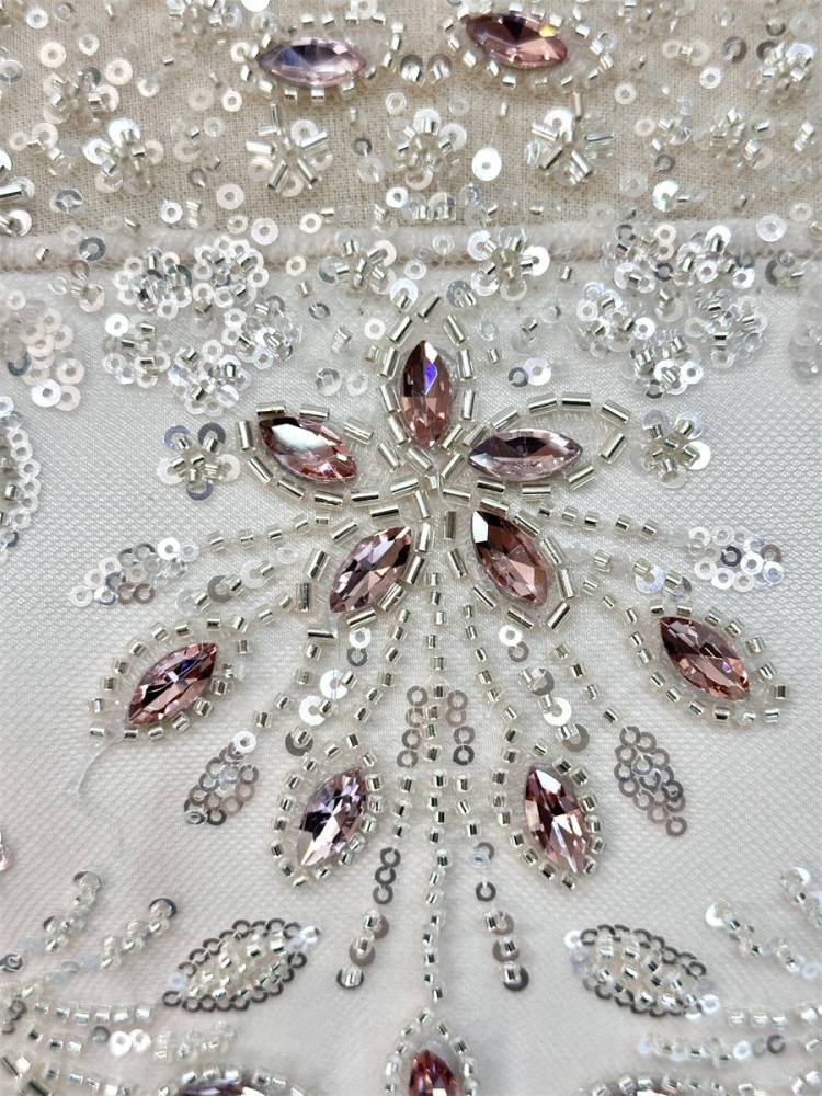 Beaded Tulle Fabric - 5 Yards - Embellished Fabric for Prom Dresses | HN775