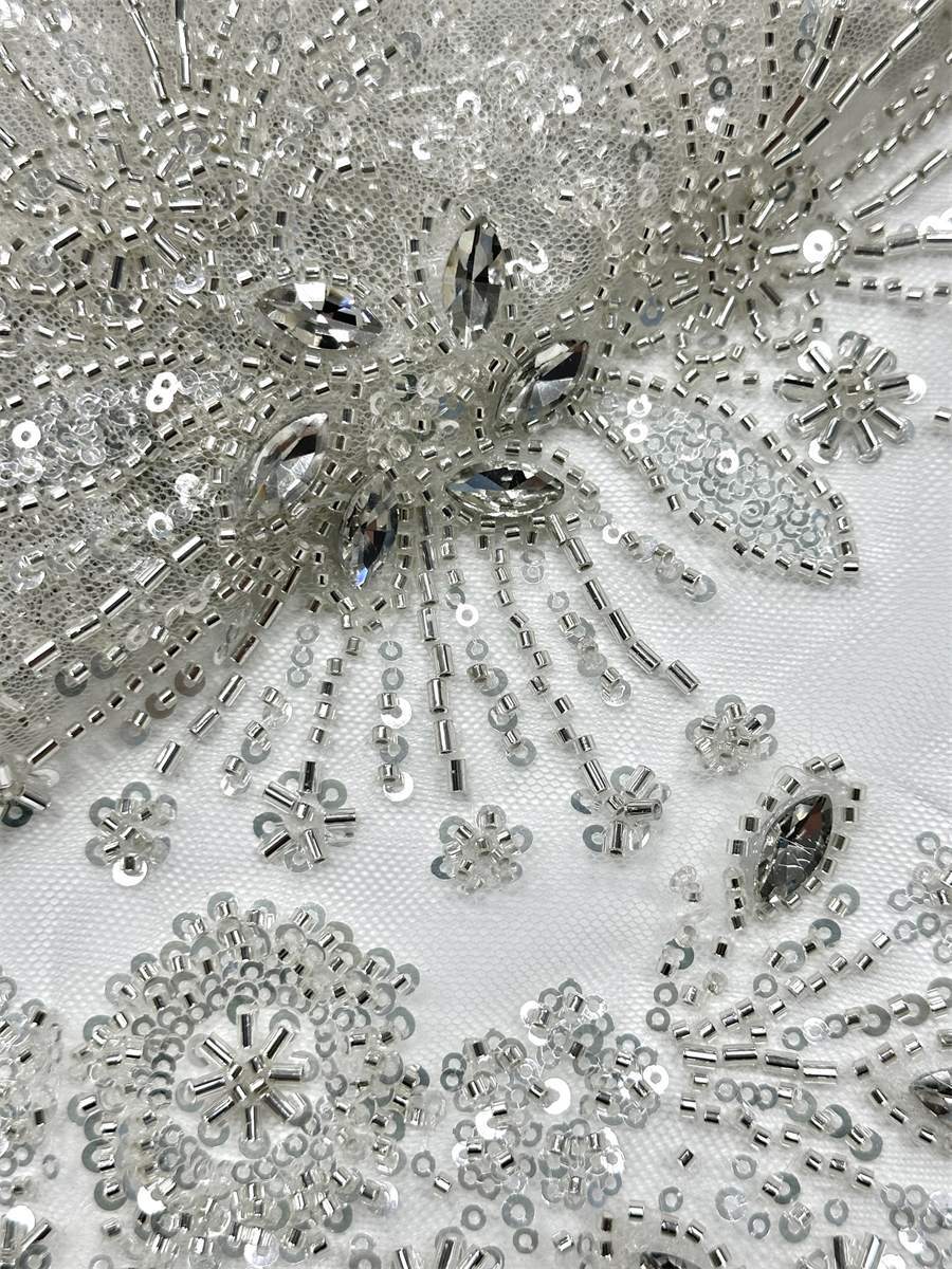 Beaded Tulle Fabric - 5 Yards - Embellished Fabric for Prom Dresses | HN775