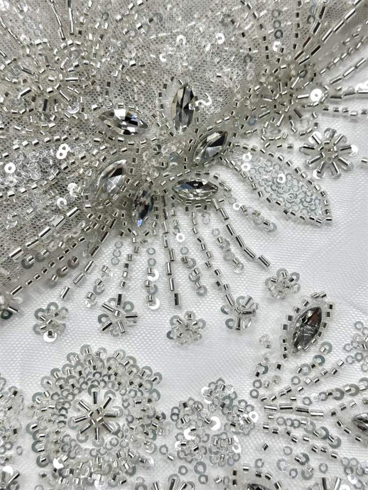 Beaded Tulle Fabric - 5 Yards - Embellished Fabric for Prom Dresses | HN775