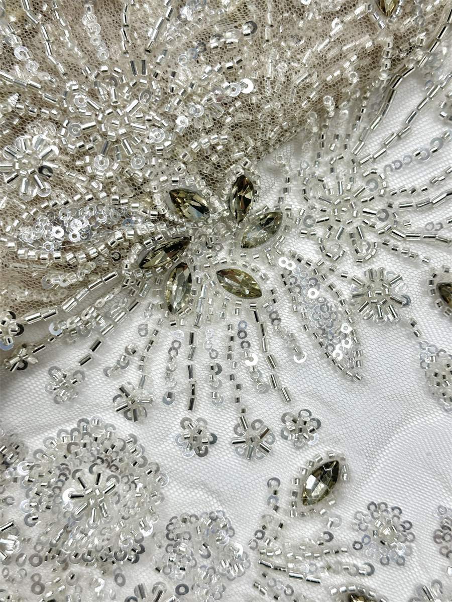 Beaded Tulle Fabric - 5 Yards - Embellished Fabric for Prom Dresses | HN775