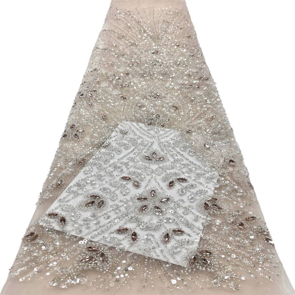 Beaded Tulle Fabric - 5 Yards - Embellished Fabric for Prom Dresses | HN776
