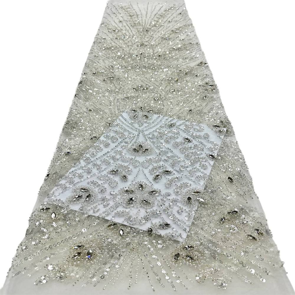 Beaded Tulle Fabric - 5 Yards - Embellished Fabric for Prom Dresses | HN776