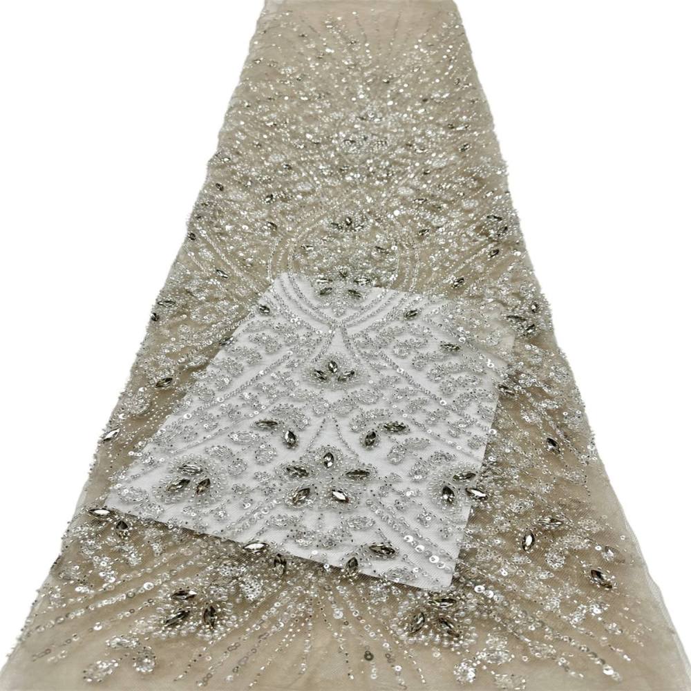 Beaded Tulle Fabric - 5 Yards - Embellished Fabric for Prom Dresses | HN776