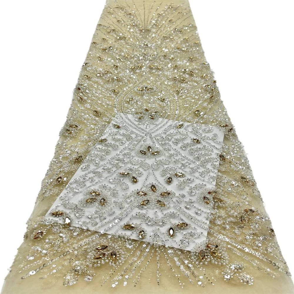 Beaded Tulle Fabric - 5 Yards - Embellished Fabric for Prom Dresses | HN776