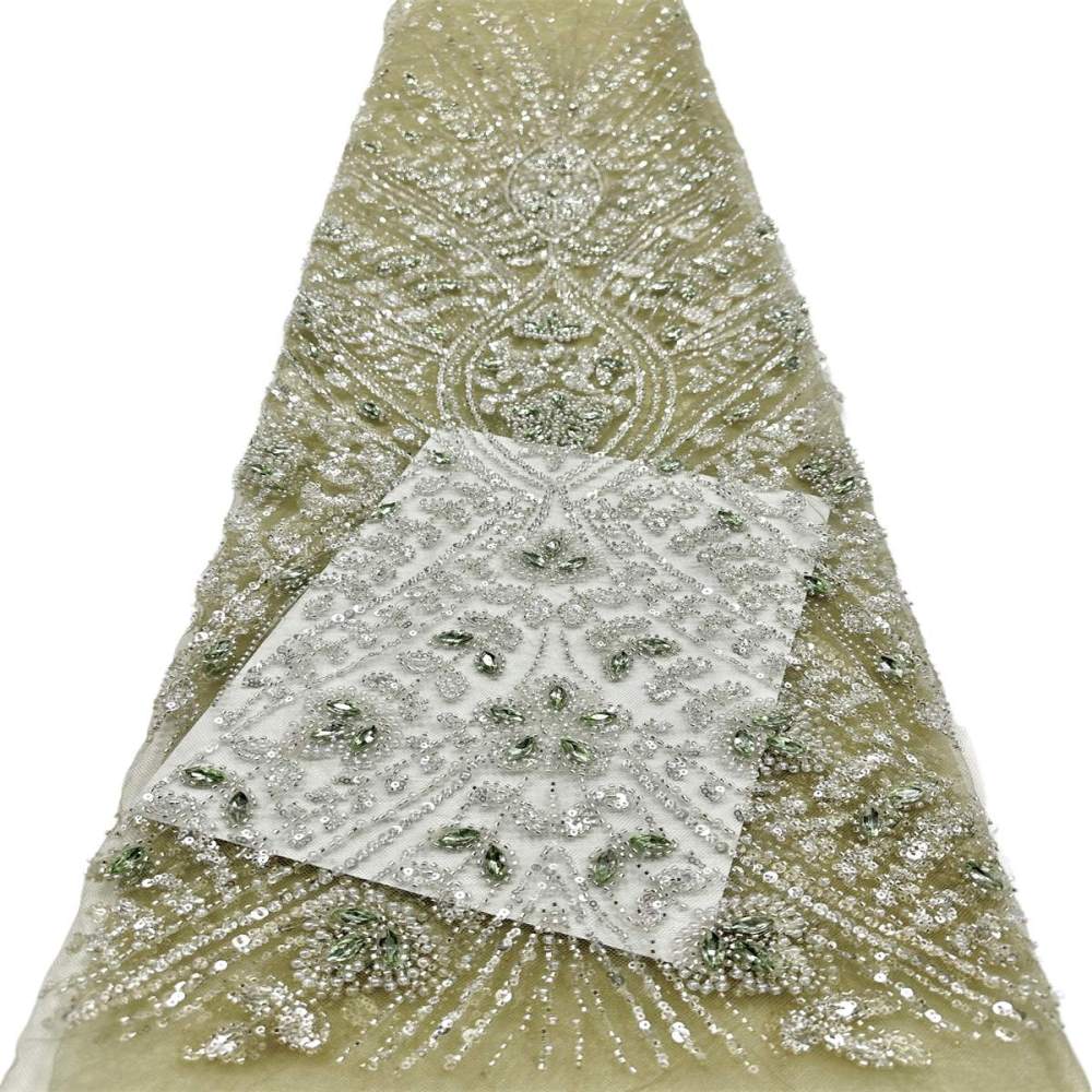 Beaded Tulle Fabric - 5 Yards - Embellished Fabric for Prom Dresses | HN776