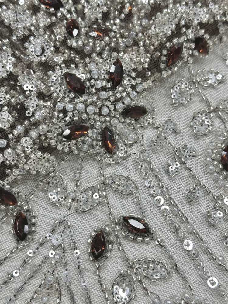 Beaded Tulle Fabric - 5 Yards - Embellished Fabric for Prom Dresses | HN776
