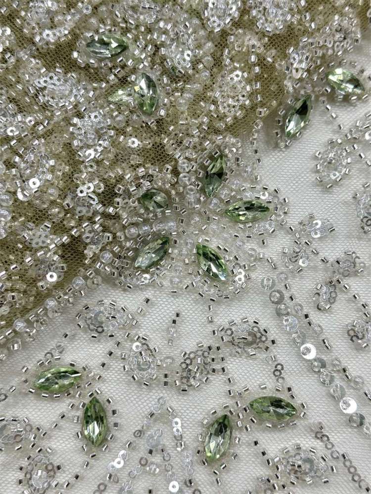 Beaded Tulle Fabric - 5 Yards - Embellished Fabric for Prom Dresses | HN776