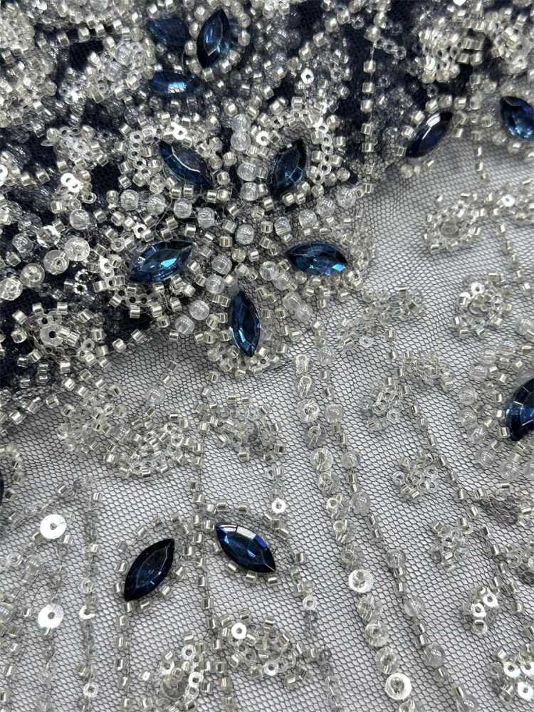 Beaded Tulle Fabric - 5 Yards - Embellished Fabric for Prom Dresses | HN776