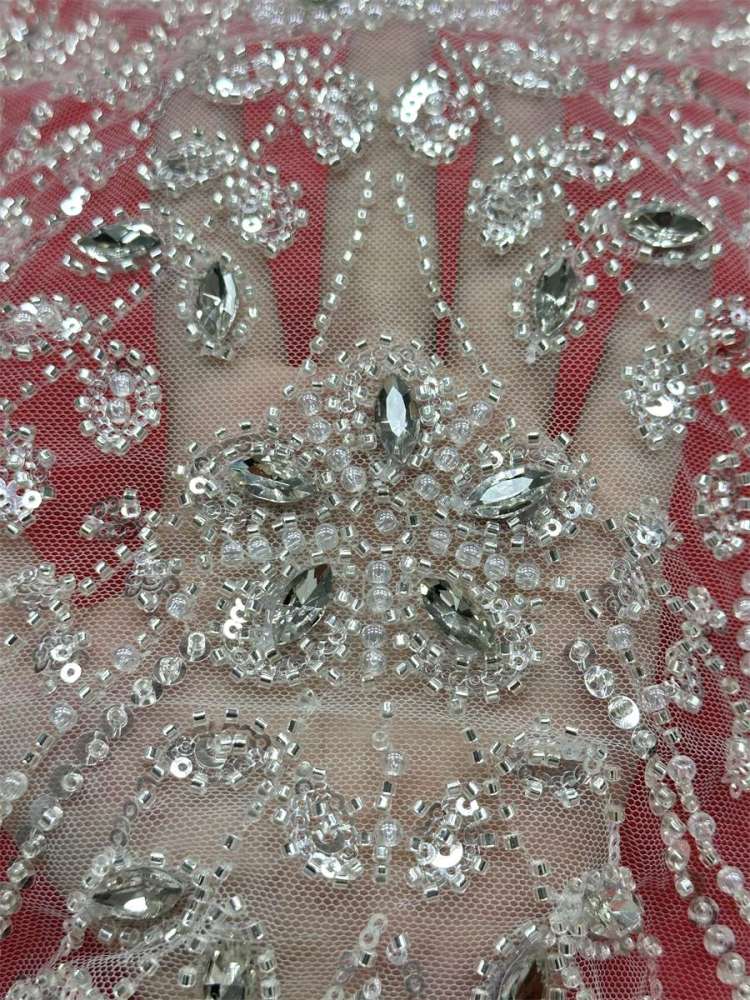 Beaded Tulle Fabric - 5 Yards - Embellished Fabric for Prom Dresses | HN776