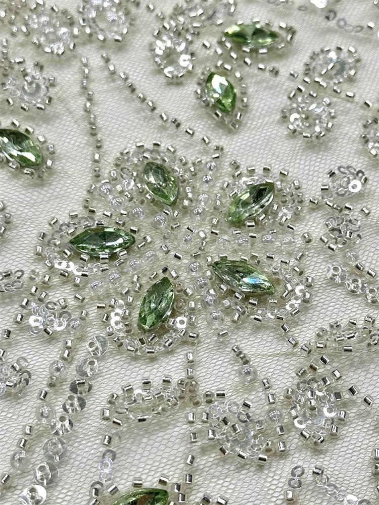 Beaded Tulle Fabric - 5 Yards - Embellished Fabric for Prom Dresses | HN776