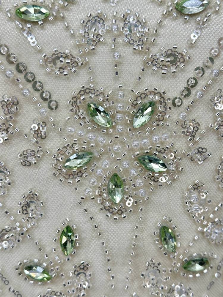Beaded Tulle Fabric - 5 Yards - Embellished Fabric for Prom Dresses | HN776