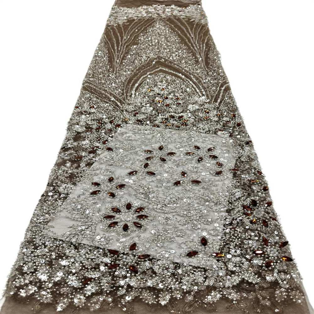 Beaded Tulle Fabric - 5 Yards - Embellished Fabric for Prom Dresses | HN781