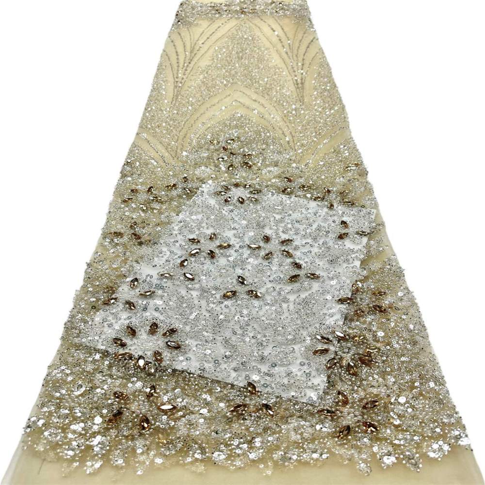 Beaded Tulle Fabric - 5 Yards - Embellished Fabric for Prom Dresses | HN781