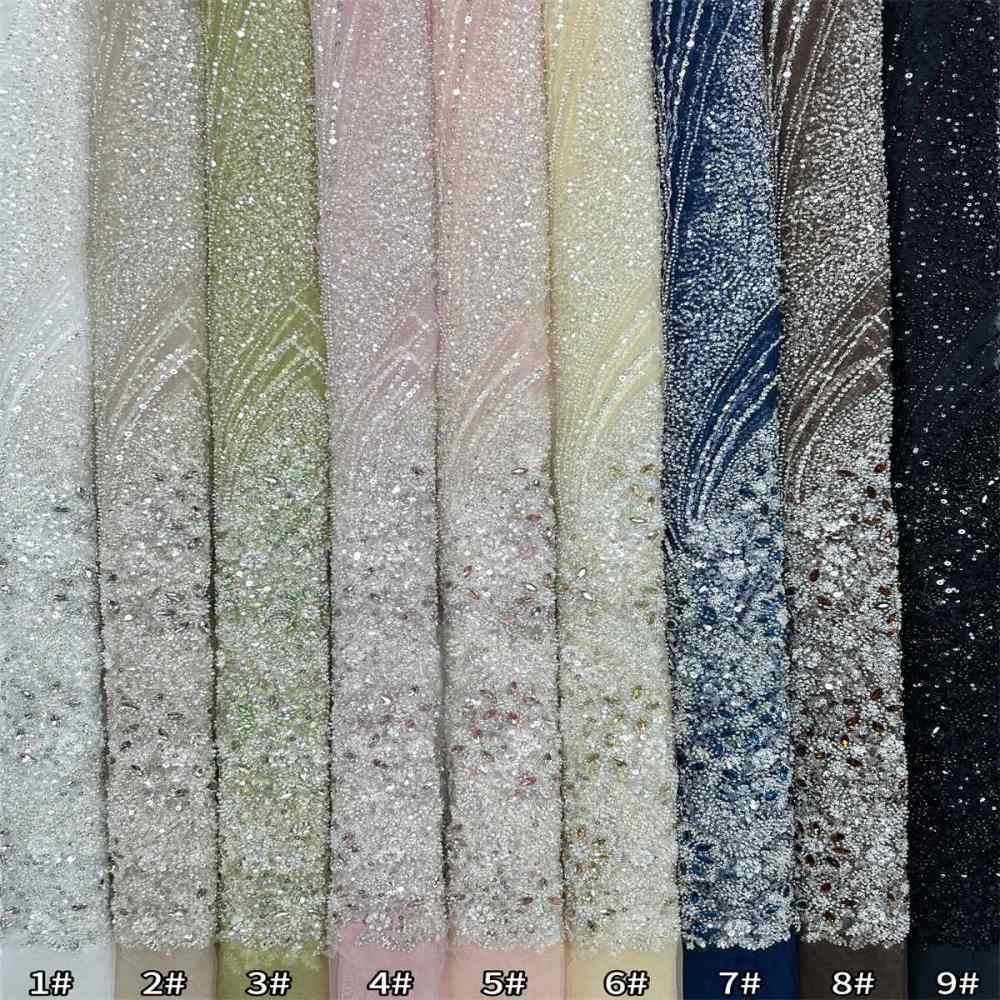 Beaded Tulle Fabric - 5 Yards - Embellished Fabric for Prom Dresses | HN781