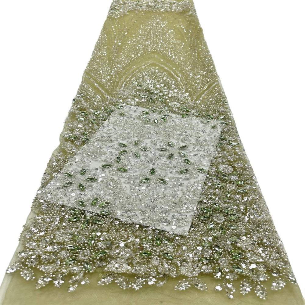 Beaded Tulle Fabric - 5 Yards - Embellished Fabric for Prom Dresses | HN781