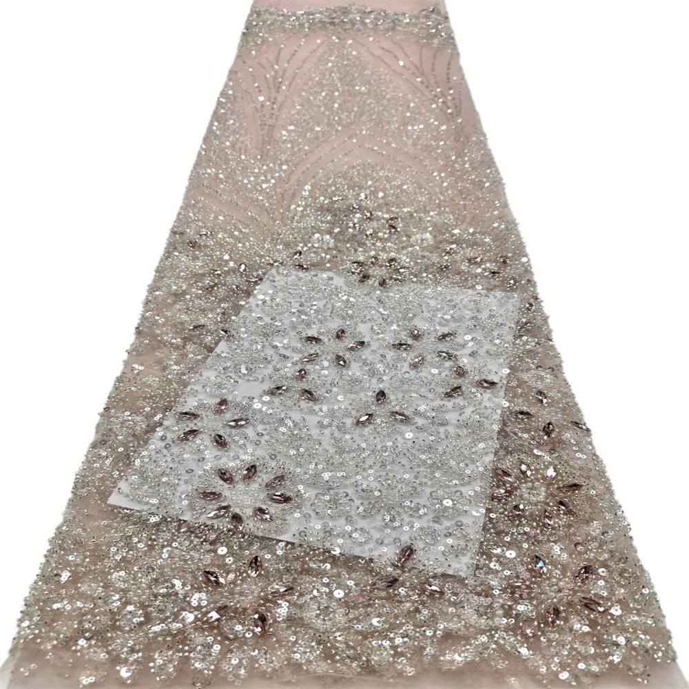 Beaded Tulle Fabric - 5 Yards - Embellished Fabric for Prom Dresses | HN781