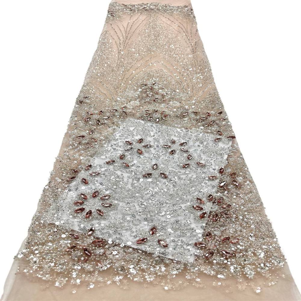 Beaded Tulle Fabric - 5 Yards - Embellished Fabric for Prom Dresses | HN781