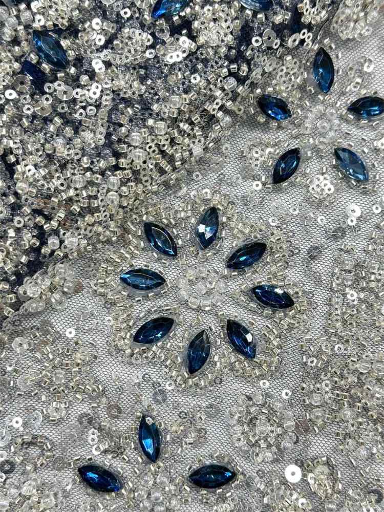 Beaded Tulle Fabric - 5 Yards - Embellished Fabric for Prom Dresses | HN781