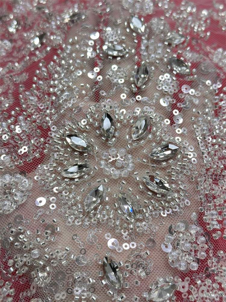 Beaded Tulle Fabric - 5 Yards - Embellished Fabric for Prom Dresses | HN781