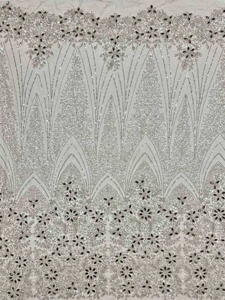 Beaded Tulle Fabric - 5 Yards - Embellished Fabric for Prom Dresses | HN781
