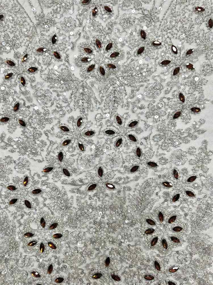 Beaded Tulle Fabric - 5 Yards - Embellished Fabric for Prom Dresses | HN781