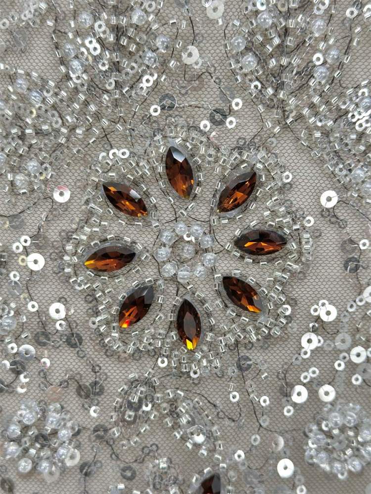 Beaded Tulle Fabric - 5 Yards - Embellished Fabric for Prom Dresses | HN781