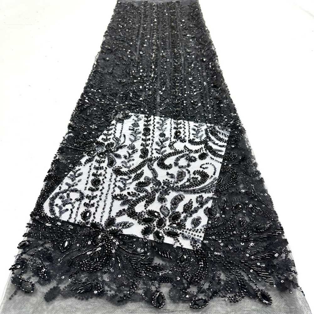 Beaded Tulle Fabric - 5 Yards - Embellished Fabric for Prom Dresses | HN782