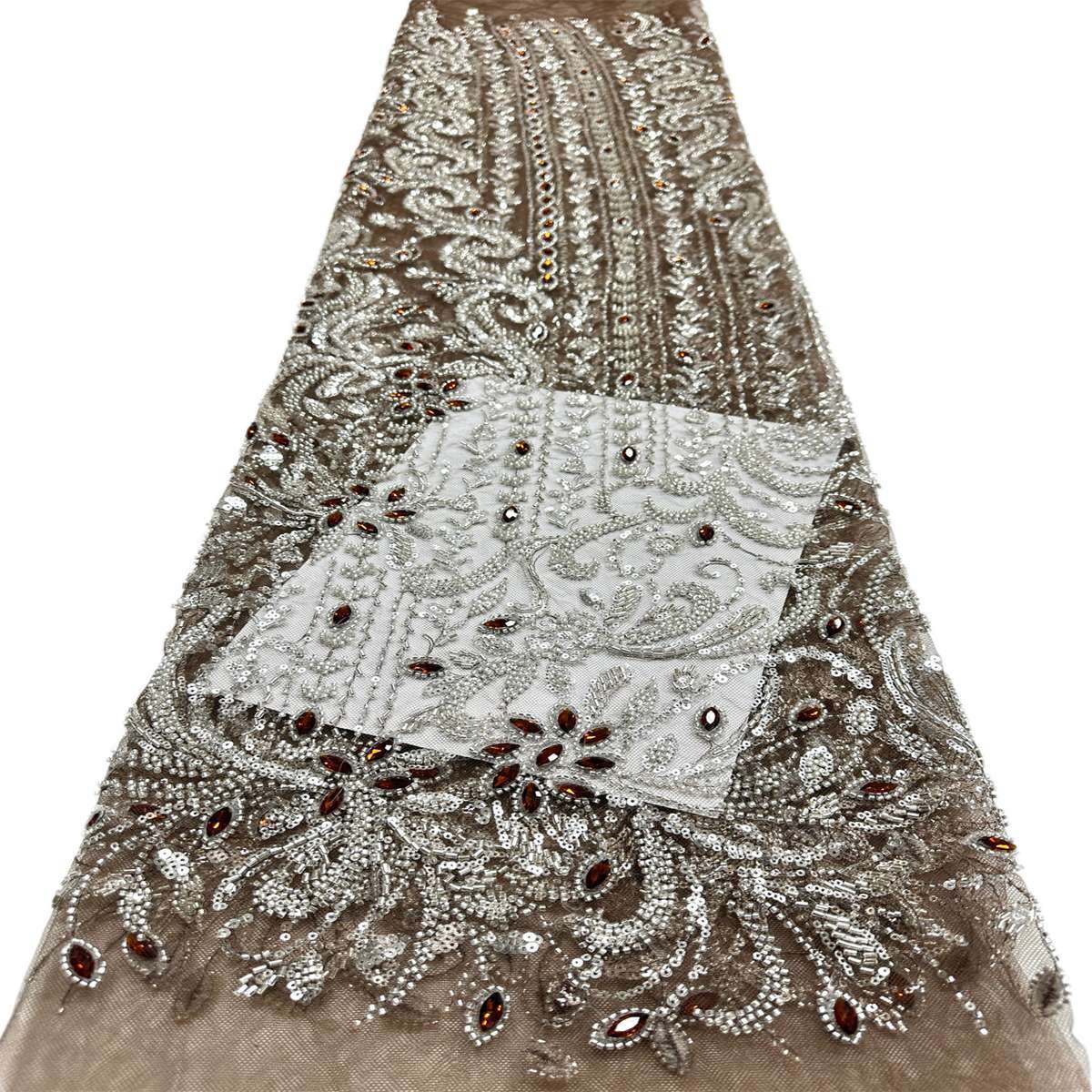 Beaded Tulle Fabric - 5 Yards - Embellished Fabric for Prom Dresses | HN782