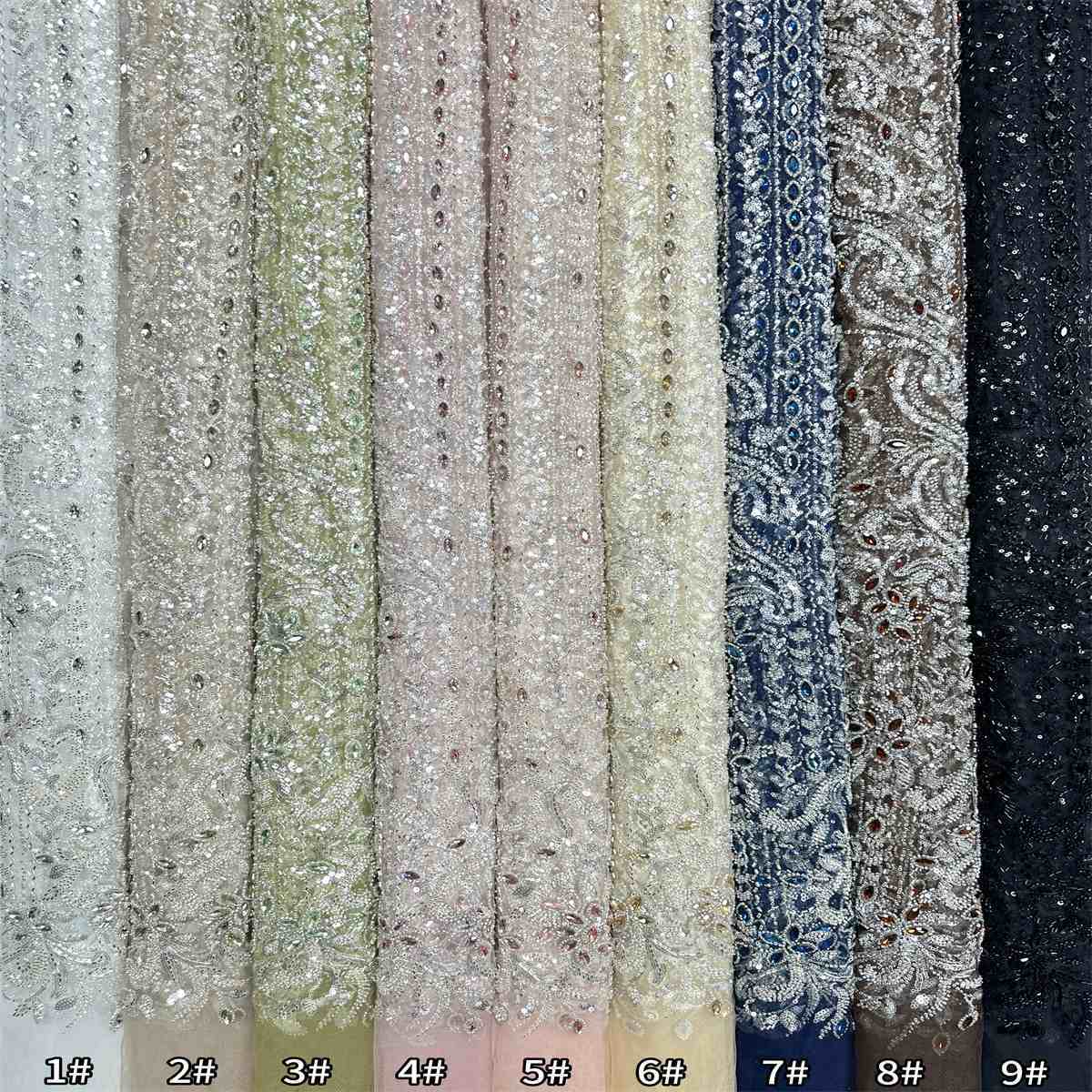 Beaded Tulle Fabric - 5 Yards - Embellished Fabric for Prom Dresses | HN782