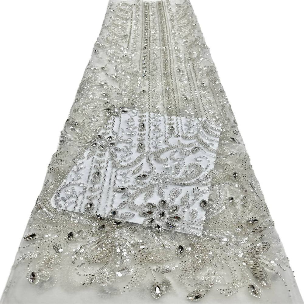 Beaded Tulle Fabric - 5 Yards - Embellished Fabric for Prom Dresses | HN782